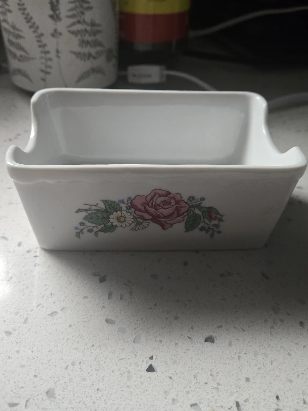 Vintage 1995 Hallmark Quick Moments Tea Ceramic Floral Design Caddy